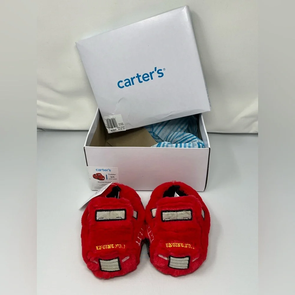 NIB Toddler Carters Size XS 3/4 Orion Comfort Fit Slippers Soft Red‎ Fire Truck